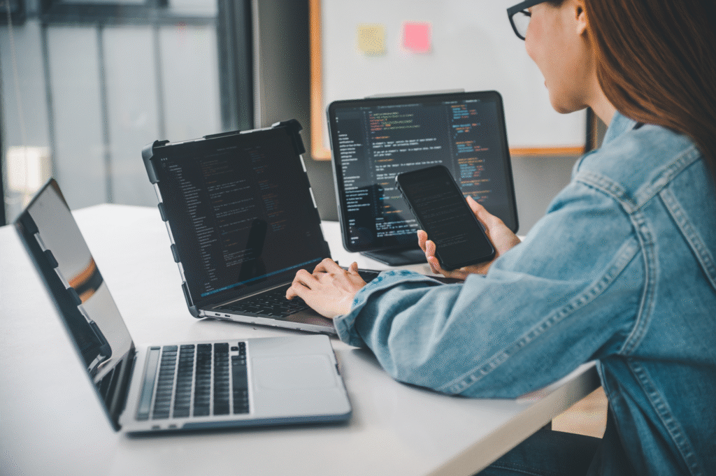A person studying Web Development Course.